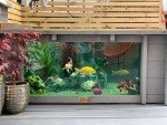 Light Grey Square Raised Garden Pond with Windows