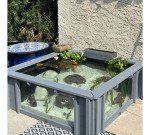Light Grey Square Raised Garden Pond with Windows