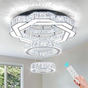 22.5" Modern Dimmable Crystal Ceiling Chandelier