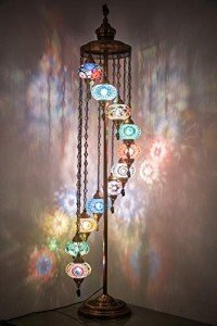 7ft Turkish Moroccan Mosaic Floor Lamp with 11 Globes