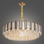 Elegant Round Crystal Chandelier - 80cm, 5 Tiers