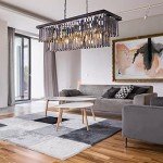 Black Crystal 9-Light Chandelier for Modern Spaces