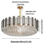 Elegant Round Crystal Chandelier - 80cm, 5 Tiers