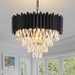 Stylish 7-Light Black Crystal Chandelier Fixture