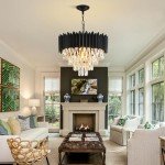 Stylish 7-Light Black Crystal Chandelier Fixture