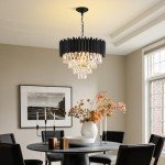 Stylish 7-Light Black Crystal Chandelier Fixture