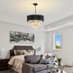 Stylish 7-Light Black Crystal Chandelier Fixture