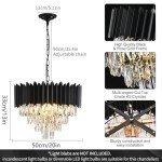 Stylish 7-Light Black Crystal Chandelier Fixture