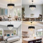 Stylish 7-Light Black Crystal Chandelier Fixture