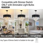 Stylish 7-Light Black Crystal Chandelier Fixture