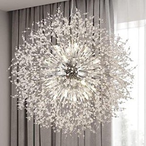 Silver Dandelion Chandelier with 24 LED Lights