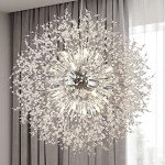 Silver Dandelion Chandelier with 24 LED Lights