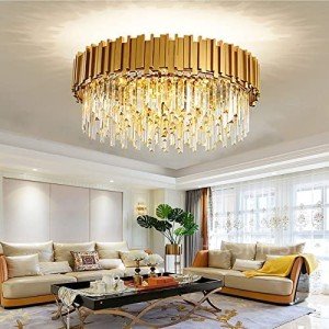 Elegant Gold E14 Crystal Chandelier for Living Rooms