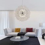Silver Dandelion Chandelier with 24 LED Lights