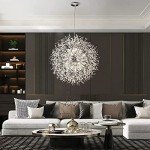 Silver Dandelion Chandelier with 24 LED Lights