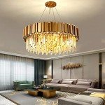 Elegant Gold E14 Crystal Chandelier for Living Rooms