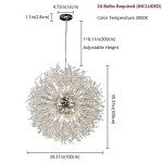 Silver Dandelion Chandelier with 24 LED Lights