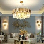 Elegant Gold E14 Crystal Chandelier for Living Rooms