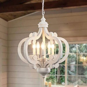 Wooden French Country 5-Light Chandelier Fixture