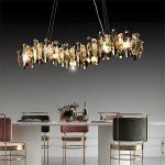 Crystal Chandelier Pendant Light with Vintage Gold