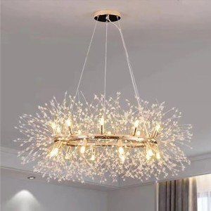 Modern 20-Light Golden Crystal Chandelier - 40 Inches