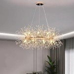 Modern 20-Light Golden Crystal Chandelier - 40 Inches