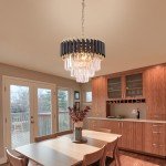 Modern 3-Tier Black and Gold Crystal Chandelier