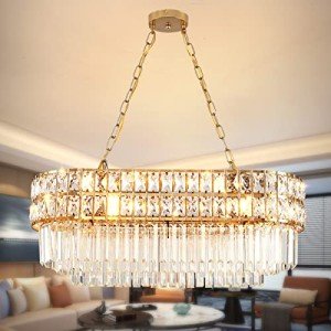 Modern Gold Crystal Chandelier Pendant Light Fixture