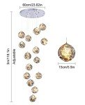 15 Glass Ball Modern Pendant Staircase Chandelier