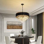 Gold and Black Modern Crystal Chandelier Fixture