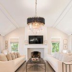 Modern 3-Tier Black and Gold Crystal Chandelier