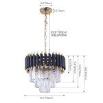 Modern 3-Tier Black and Gold Crystal Chandelier