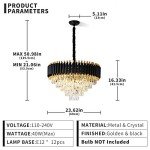 Gold and Black Modern Crystal Chandelier Fixture