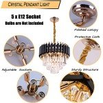Modern 3-Tier Black and Gold Crystal Chandelier