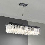 SILJOY Dimmable Black Rectangle Crystal Chandelier