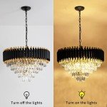 Gold and Black Modern Crystal Chandelier Fixture