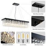 SILJOY Dimmable Black Rectangle Crystal Chandelier