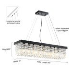 SILJOY Dimmable Black Rectangle Crystal Chandelier