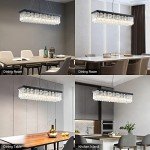 SILJOY Dimmable Black Rectangle Crystal Chandelier