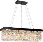 SILJOY Dimmable Black Rectangle Crystal Chandelier