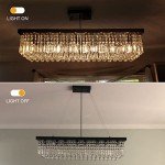 SILJOY Dimmable Black Rectangle Crystal Chandelier