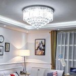 Modern LED Crystal Flush Ceiling Light with Remote