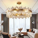 Modern Crystal Chandelier with Adjustable LED Light