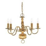 Antique Brass 5-Light Chandelier with Candle Covers