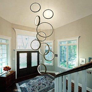 Black Modern LED Chandelier with Remote Dimming