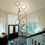 Black Modern LED Chandelier with Remote Dimming