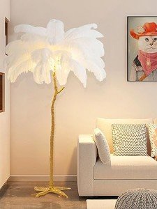 Modern Ostrich Feather Floor Lamp for Living Room
