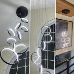 Black Modern LED Chandelier with Remote Dimming