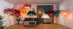 Elegant LED Floor Lamp with Ostrich Feathers