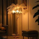 Elegant LED Floor Lamp with Ostrich Feathers